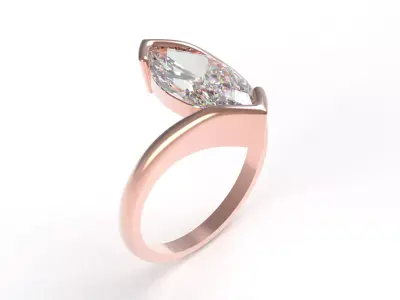 Fancy Solitaire Marquise Ring 3D print model
