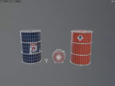 Fuel Drums Low-poly 3D model