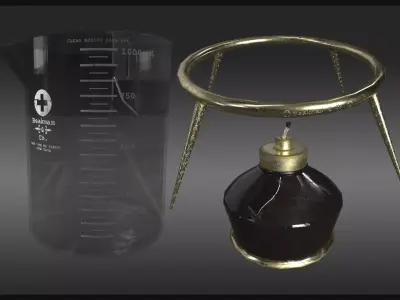 Plague Doctor Lab Equipment Pack Low-poly 3D model