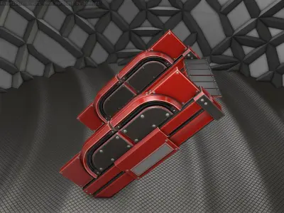 Sci-Fi Stairs - 22- Red Version Low-poly 3D model
