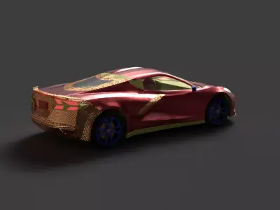 Red Autonomous Car Low-poly 3D model