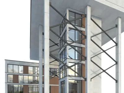 Modern commercial building No 8 Low-poly 3D model