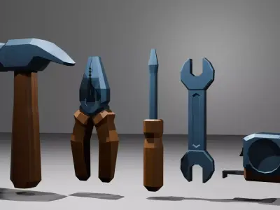 Low-Poly Workshop Tools Pack Low-poly 3D model