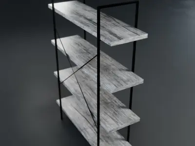 Industrial Bookcase Open Etagere Book Shelf 4 Shelves 3D model