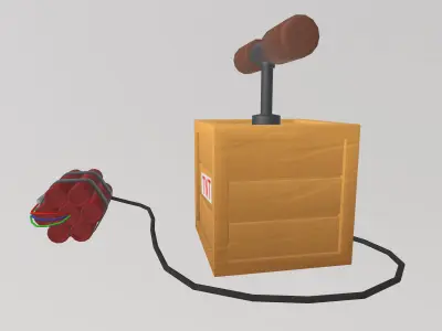 Stylized Low-Poly Dynamite TNT Detonator Low-poly 3D model