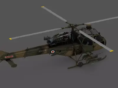 Westlan Scout AH1 3D Model British Helicopter Naval Low-poly 3D model