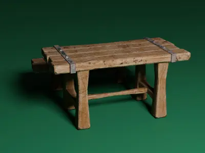 Medieval table 1 Low-poly 3D model