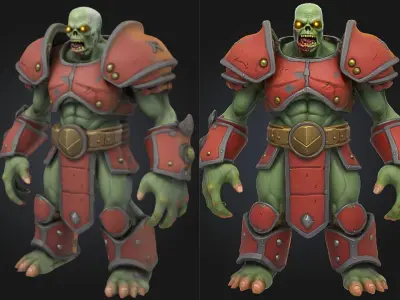 Zombie Warrior Red Armor Low-poly 3D model