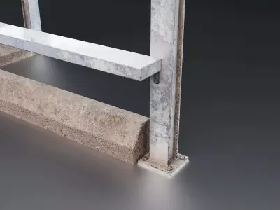 Industrial Metal Barrier Fence Low-poly 3D model