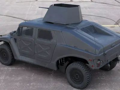 Military Vehicle Humvee Gunner Turret HMMWV Concept Black Color 3D model