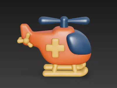 Cute Toy Rescue Helicopter 3D Model  Low-poly 3D model
