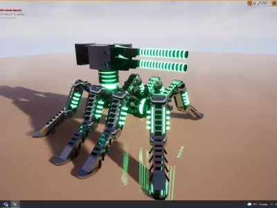 3D Cifi Turret and Spider Tank 3D model