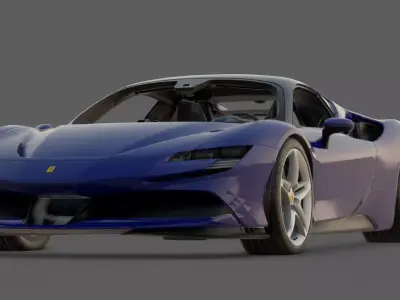 2020 Ferrari SF90 Stradale 3D Model  Hybrid Supercar Revolution Low-poly 3D model