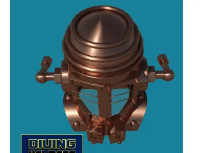 Antique diving helmet Low-poly 3D model