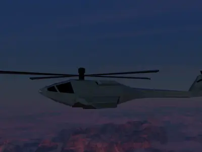 helicopter low poly game ready in sky at dusk Low-poly 3D model