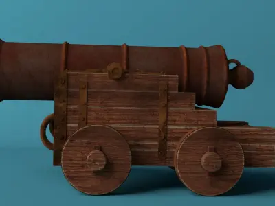 Medieval Cannon Low-poly 3D model 5