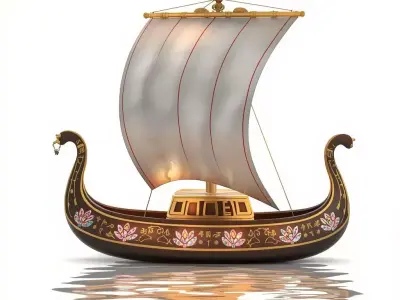 Royal Egyptian Nile Boat 3D Model Ceremonial Barque Low-poly 3D model