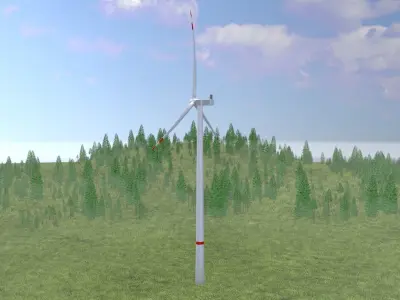 Wind turbine V1 H-175 RD 172 m Low-poly 3D model
