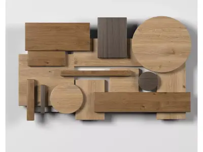 Wall shapes Decoration - Wood - 60x35 - Collection - Part 2 3D model