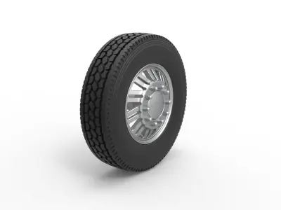 Front custom wheel of semi truck Version 11 Scale 1 to 25 3D print model