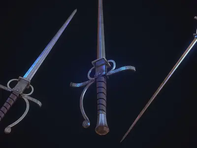 Renaissance sword Low-poly 3D model