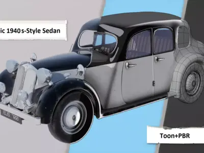 Classic 1940s-Style Sedan 3D model