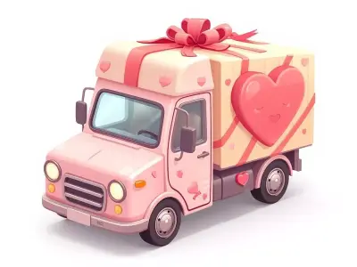 Stylized 3D Valentine Delivery Truck Model Low-poly 3D model
