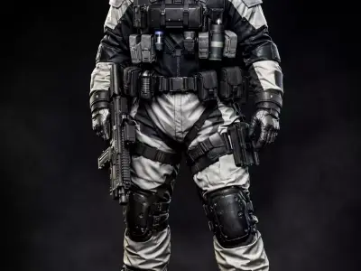 Futuristic 3D Model Sci Fi Military Character with Armor Gear 3D model
