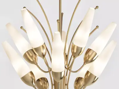 Amee 10 Light Aged Brass Chandelier with Opal Matte Glass Shade 3D model purchase