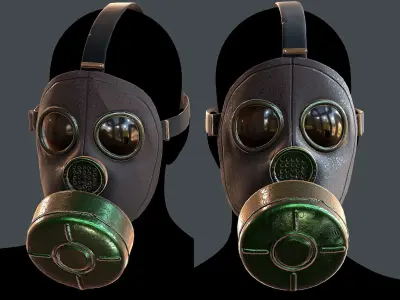 Gas mask helmet 3d model scifi Low-poly  Low-poly 3D model 9