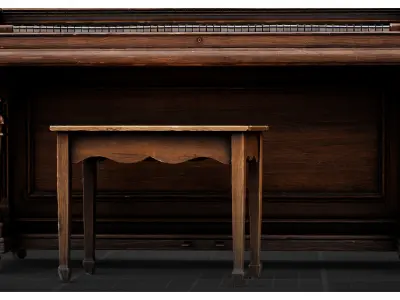 Vintage Upright Saloon Piano Set 3D model