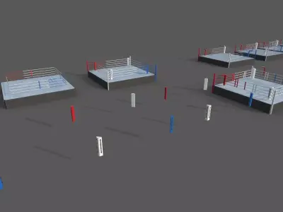PBR Modular Professional Boxing Rings 20ftx20ft Low-poly 3D model
