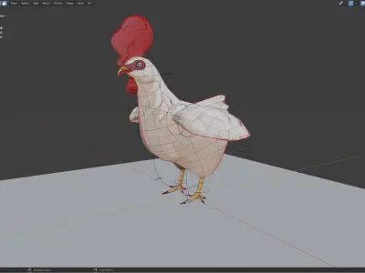 Stylized Rooster Low-poly 3D model