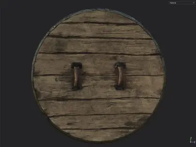 Viking historical leather-covered shield Low-poly 3D model