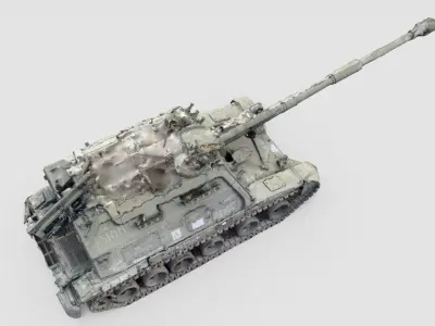 Destroyed 2S19 Msta 152 mm self-propelled howitzer M1990 3D model get
