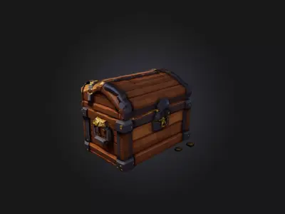 Voxel Treasure Chest Low-poly 3D model