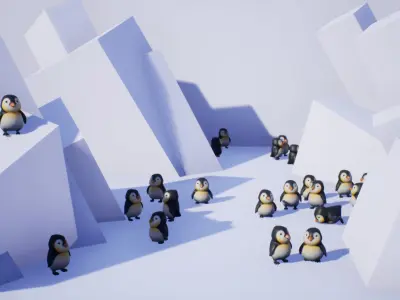 Penguin cartoon Low-poly 3D model