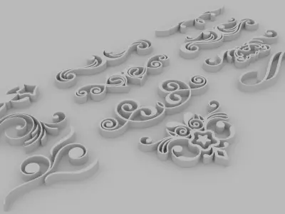 Ornate Swirls - Printable set of 11 3D print model