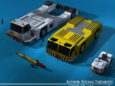 Airport tow tractor collection 3D model