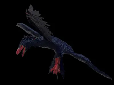 Microraptor bird in flight Low-poly 3D model