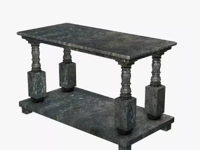 Ancient Black Stone Table Low-poly 3D model