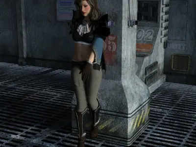  woman sci-fi game  Low-poly 3D model