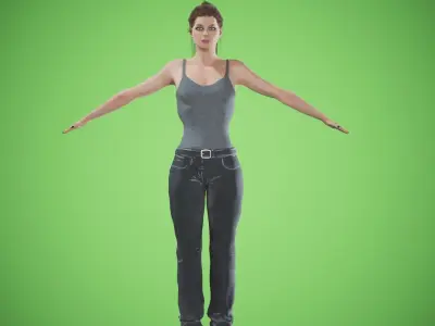 game rigged girl Free low-poly 3D model