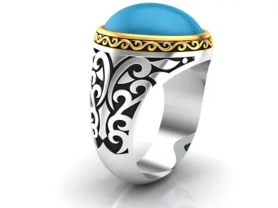 0117 - Firoza Stone Antique Ring 3D print model