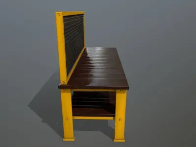 workbench bench made of wood and metal Low-poly 3D model get