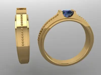 Fashion Mens Signet Diamond Band Size5 3D print model