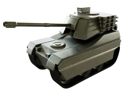 Military Tank Low-poly 3D model 3