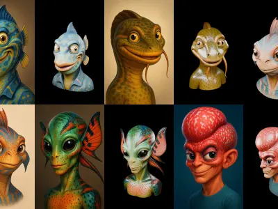 Head Fish bundle 5 pack 100 glb 3D model