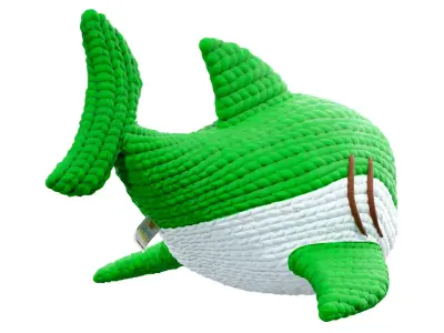 Knitted Doll Baby Shark Green 3D model