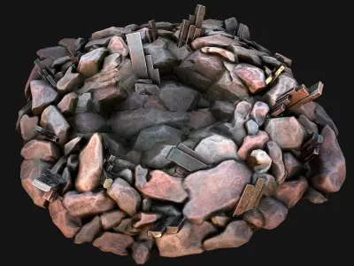 Silver Ore Metal Deposits for Mine Low-poly 3D model
